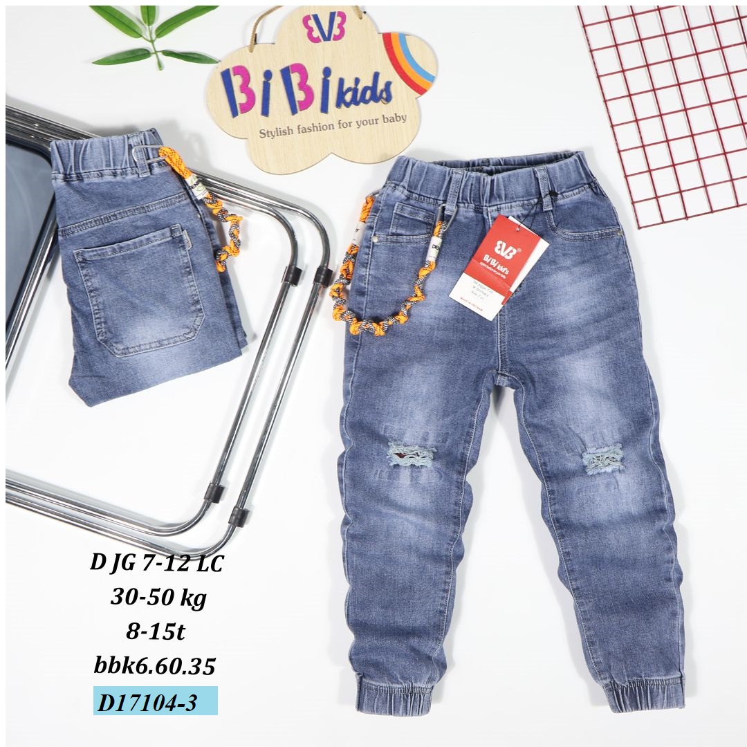 35-50kg-QUần jean Jogger bé trai hiệu BibiKids