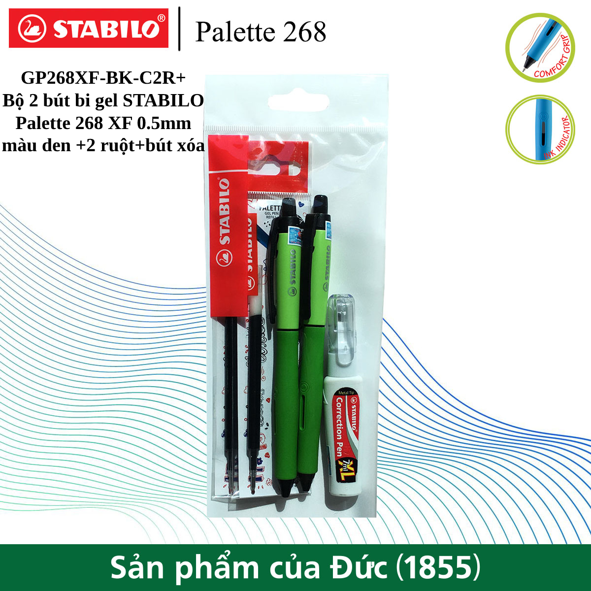 Bộ 2 bút bi mực gel STABILO Palette 268XF 0.5mm