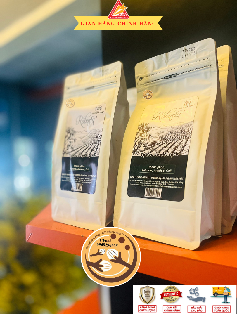 Cà phê Robusta [500g/ túi] - 100% Cà phê mộc rang xay nguyên chất