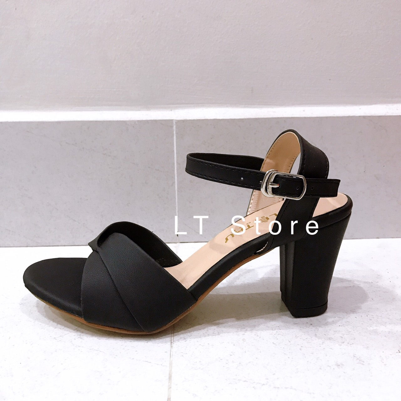 Giày cao gót 7cm xếp kiểu hở gót