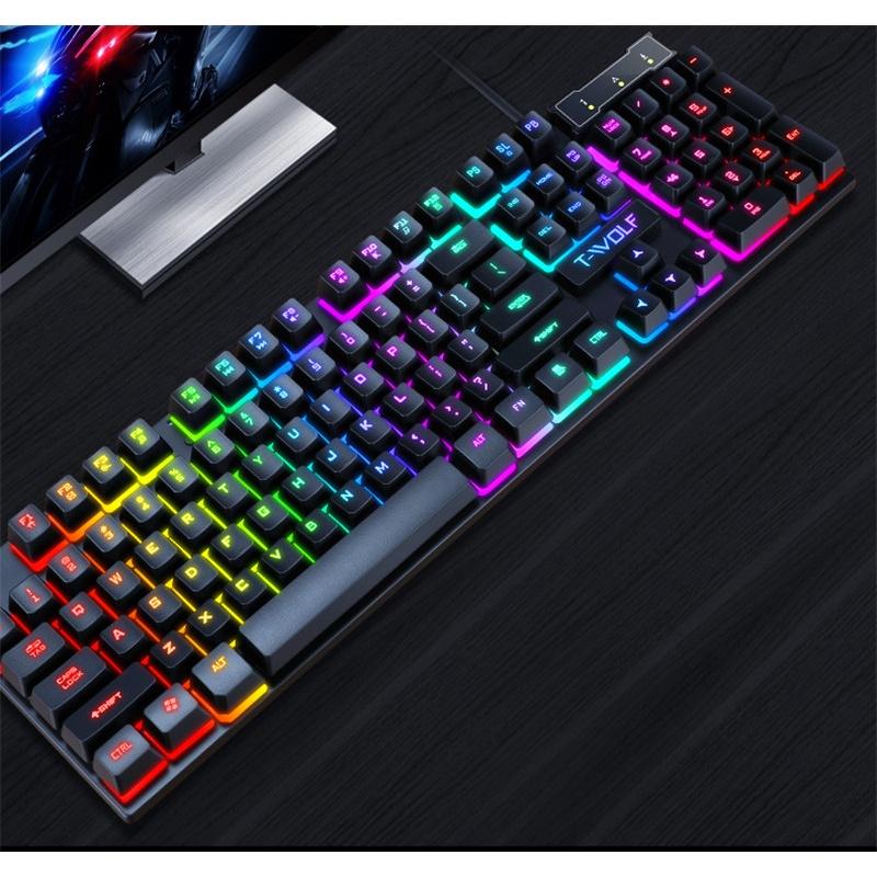 Bàn phím led game T Wolf T20 giả cơ keyboard có đèn 7 màu