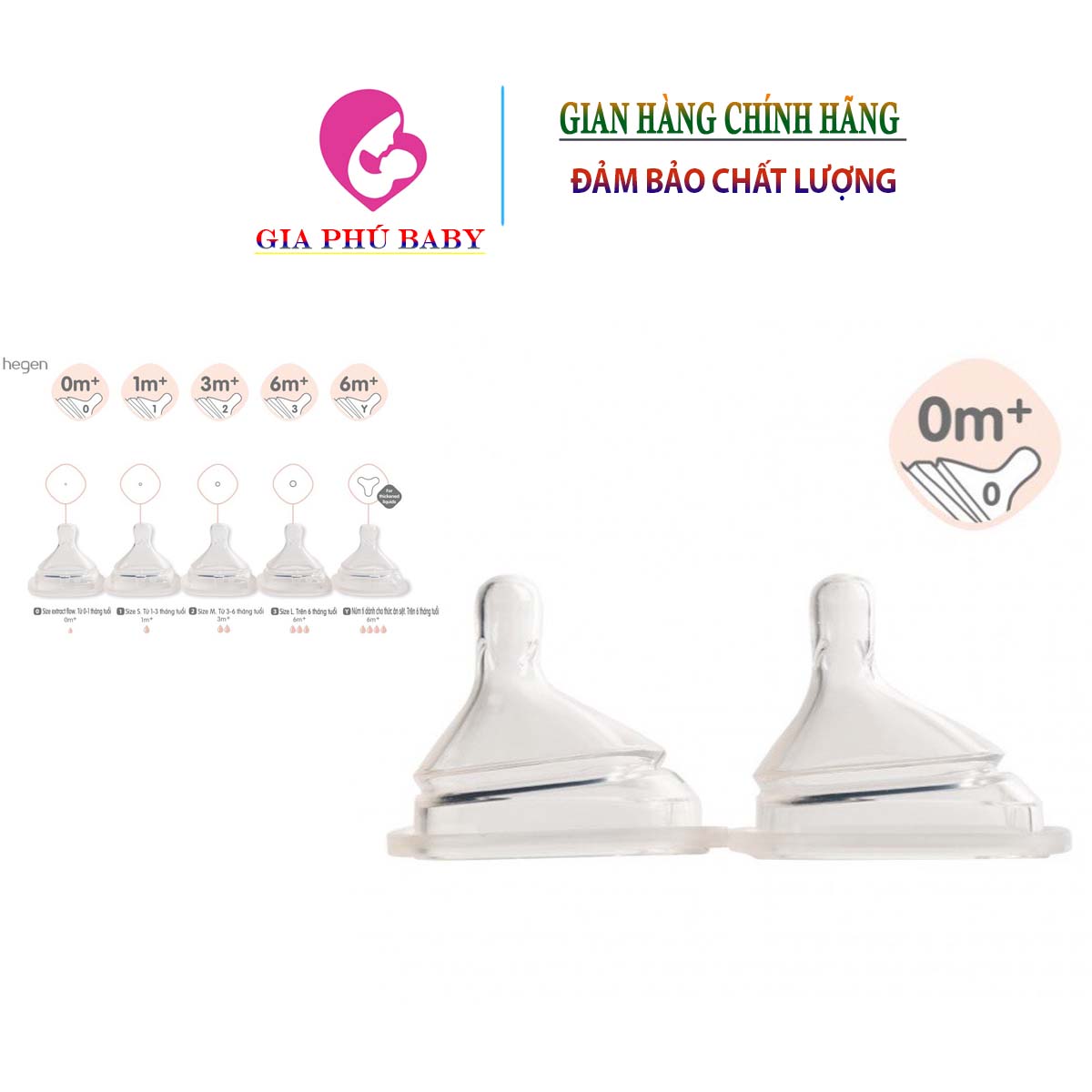 Núm ti bình sữa Hegen cam kết chính hãng cho bé