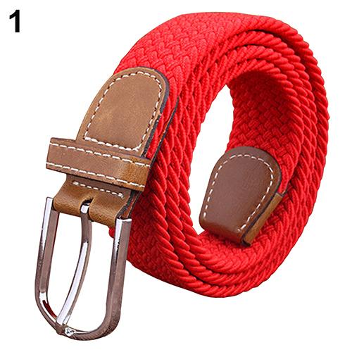 Meek Fantisia Men's Women's Canvas Plain Webbing Metal Buckle Woven Stretch Waist Belt Strap