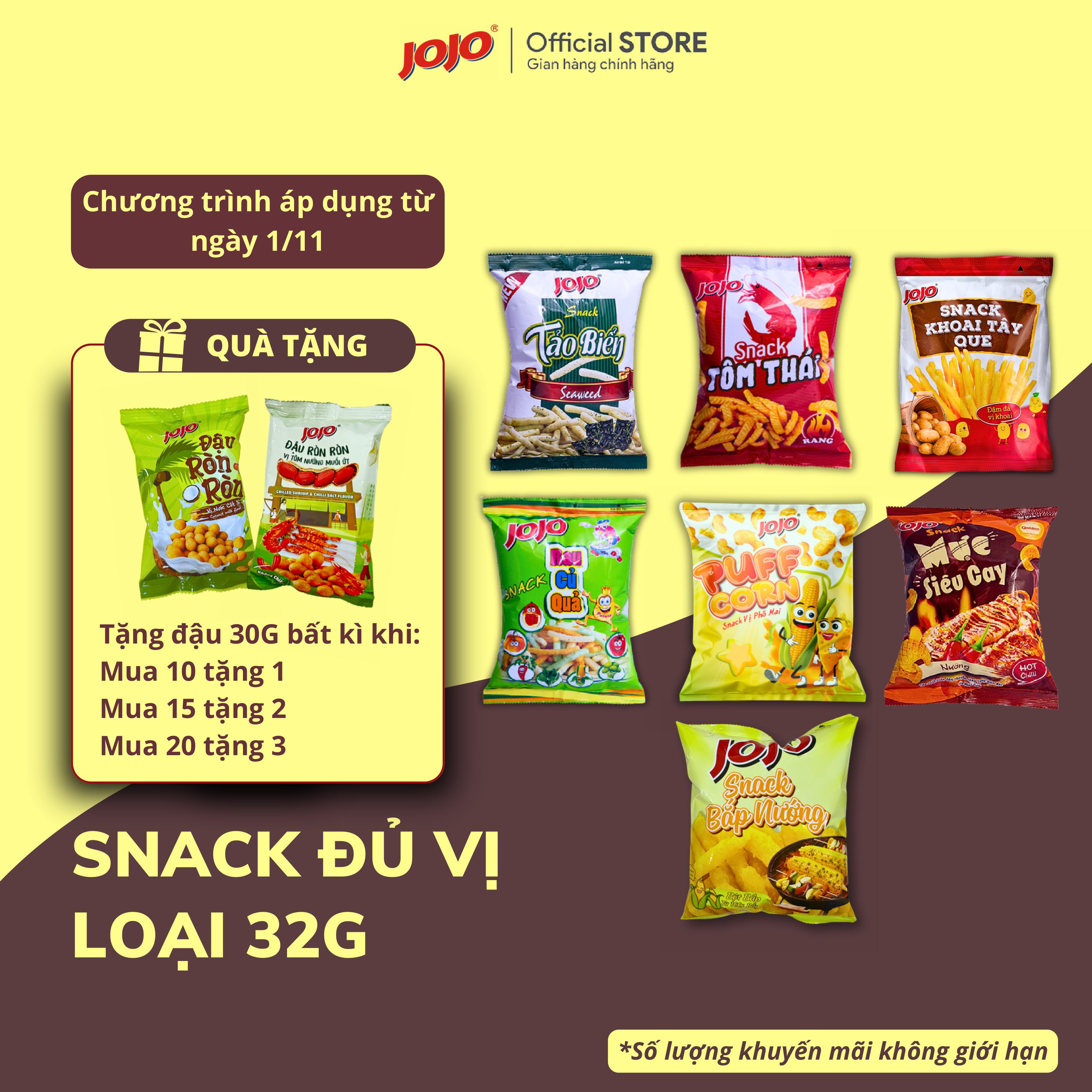 Snack JOJO Vị Rau Củ Quả Loại 32G (Tặng Đậu 30G)