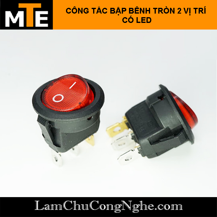 Công tắc bập bênh tròn 2 vị trí có LED KCD1