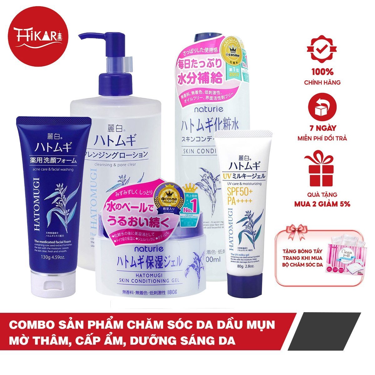 Combo sản phẩm chăm sóc da dầu mụn mờ thâm cấp ẩm dưỡng sáng da (full size)