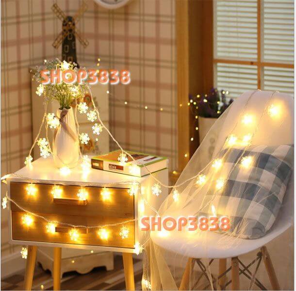 Lựa Nguồn( Pin- USB- Điện)Dây Đèn Led Bông Tuyết Dài 6M - 40 Bóng