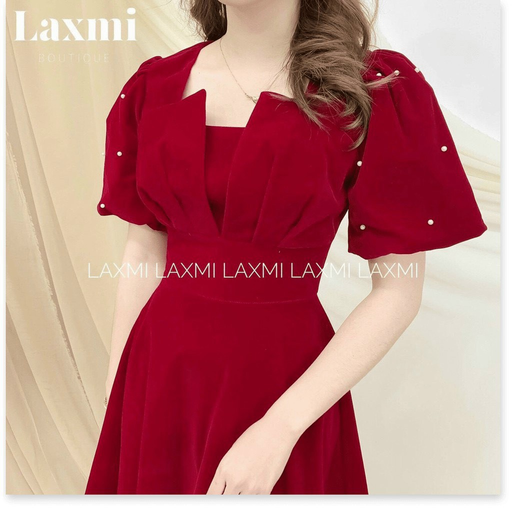 Đầm nữ dáng xòe tay phồng đính ngực xếp ly đi dự tiệc sang trọng, Đầm thiết kế tay phồng chất umi ngực xếp ly xinh xắn, Đầm nữ chất umi ngực xếp ly tay phồng đính ngọc công chúa MTB