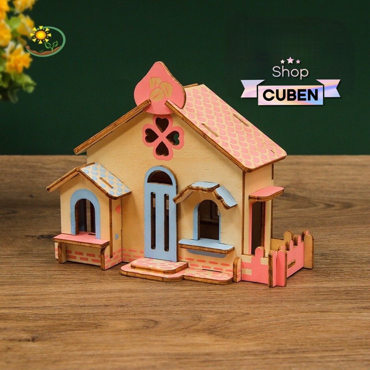 Đồ chơi lắp ráp 3D gỗ mô hình nhà mini ice cream house