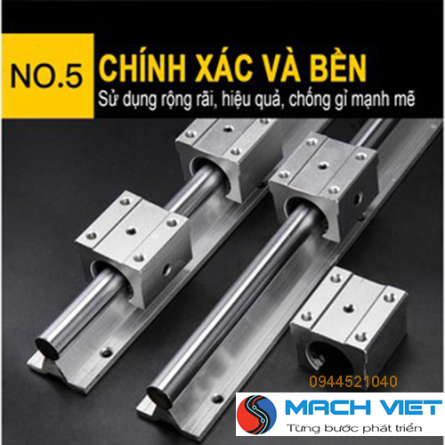 Bộ thanh ray trượt tròn có đế phi 16 (1 thanh ray dài 1 mét + 2 con trượt SBR16UU)