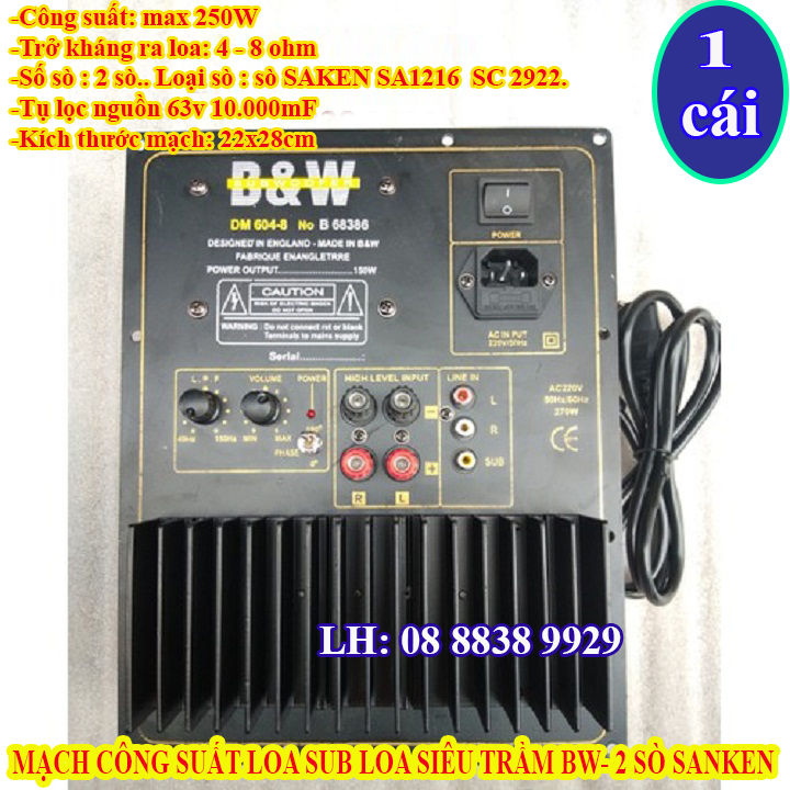 MẠCH CÔNG SUẤT LOA SUB LOA SIÊU TRẦM BW- 2 SÒ SANKEN