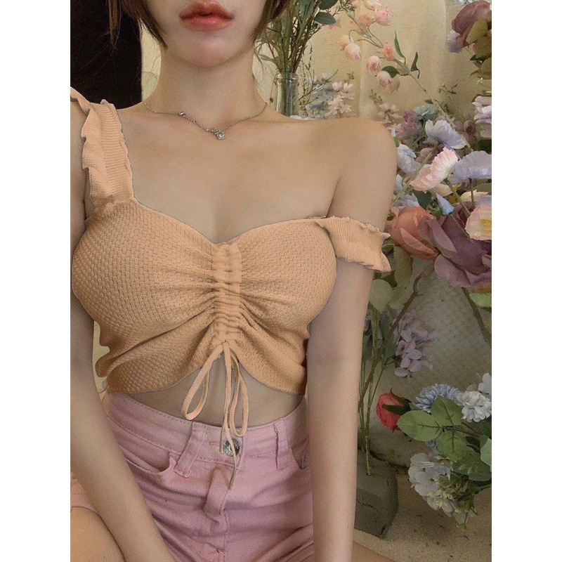 Áo 2 dây xốp nhún rút dây ngực