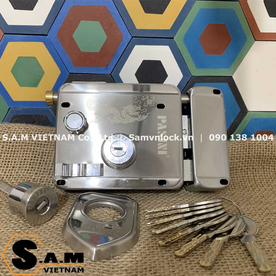 Khoá Cổng Lùa Inox 304 Pasini 699-2M (Chốt Móc)