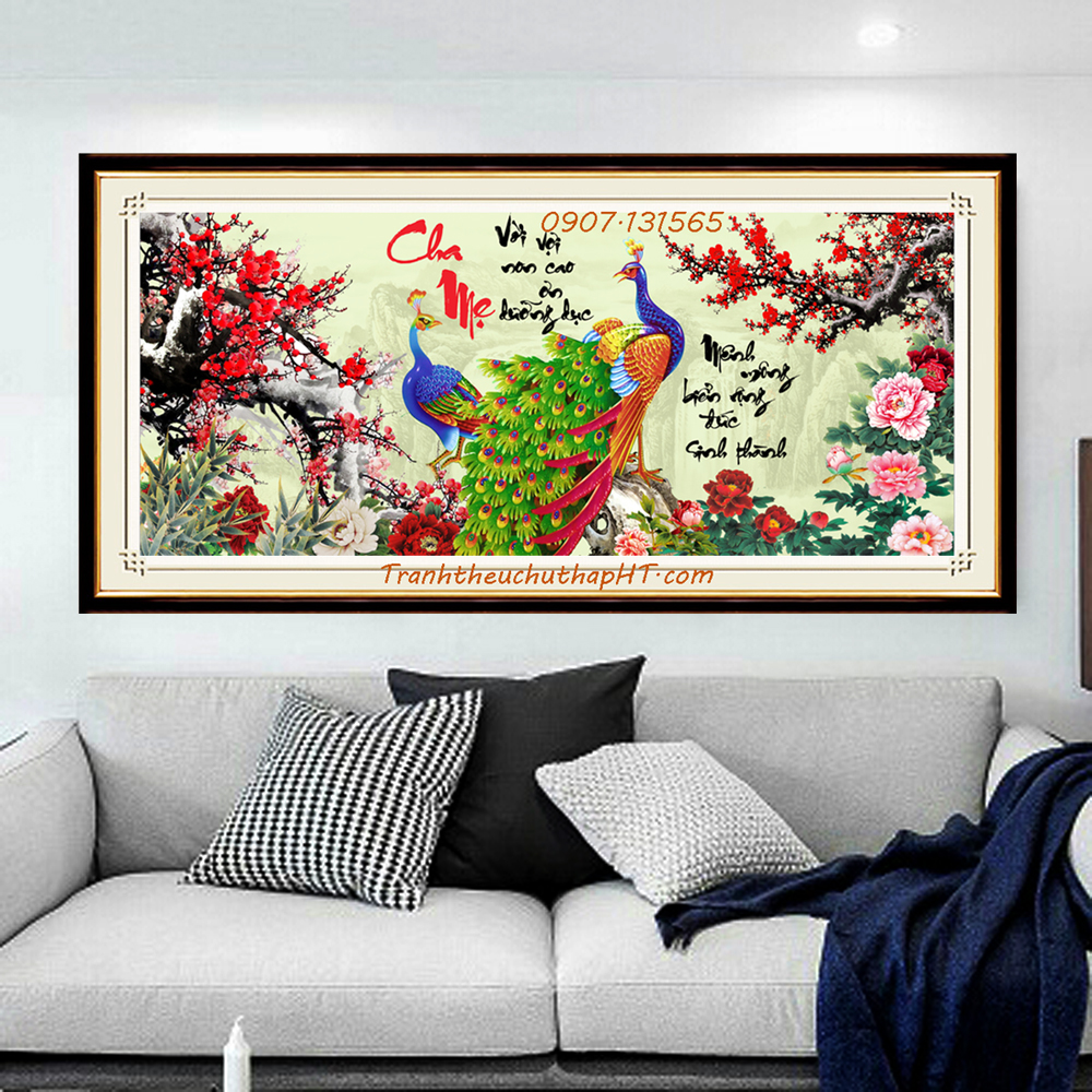 Tranh đính đá cha mẹ vs438: 120*56cm - chưa đính