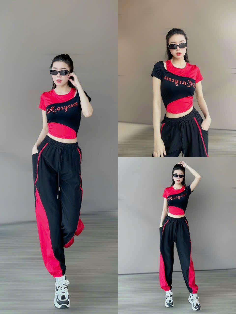 bộ thể thao nữ quần chất gió ,áo chất thun
