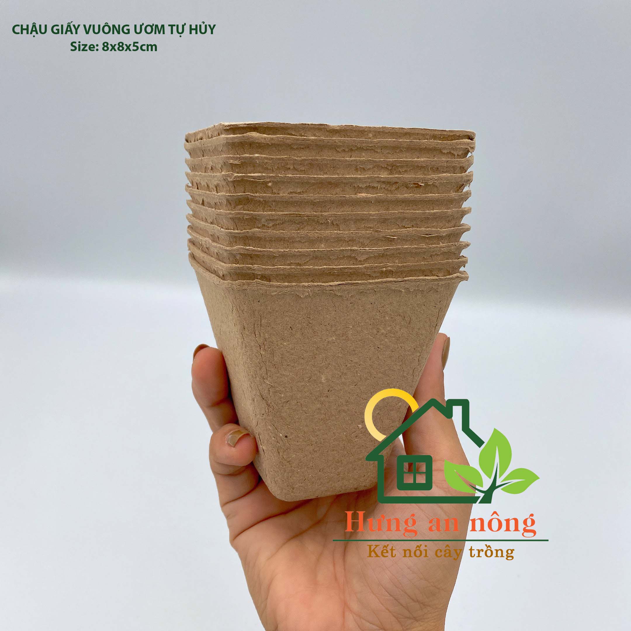 CG8UTH - 10 chậu giấy tròn/vuông tự hủy ươm cây giống tiết kiệm và bảo vệ môi trường. size 7.5x8cm