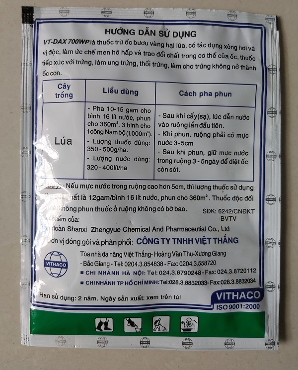 [HCM]VT-DAX 700WP 35g - Trừ Ốc Bươu Vàng