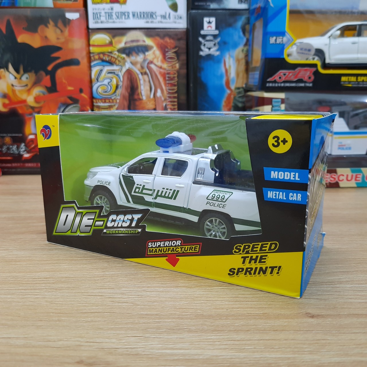 Xe ô tô cảnh sát bằng kim loại xe đồ chơi trẻ em có đèn và âm thanh mở được cửa mô hình tỉ lệ 1:32