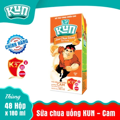 Sữa Chua Uống KUN Cam Thùng 48 Hộp x 180ml