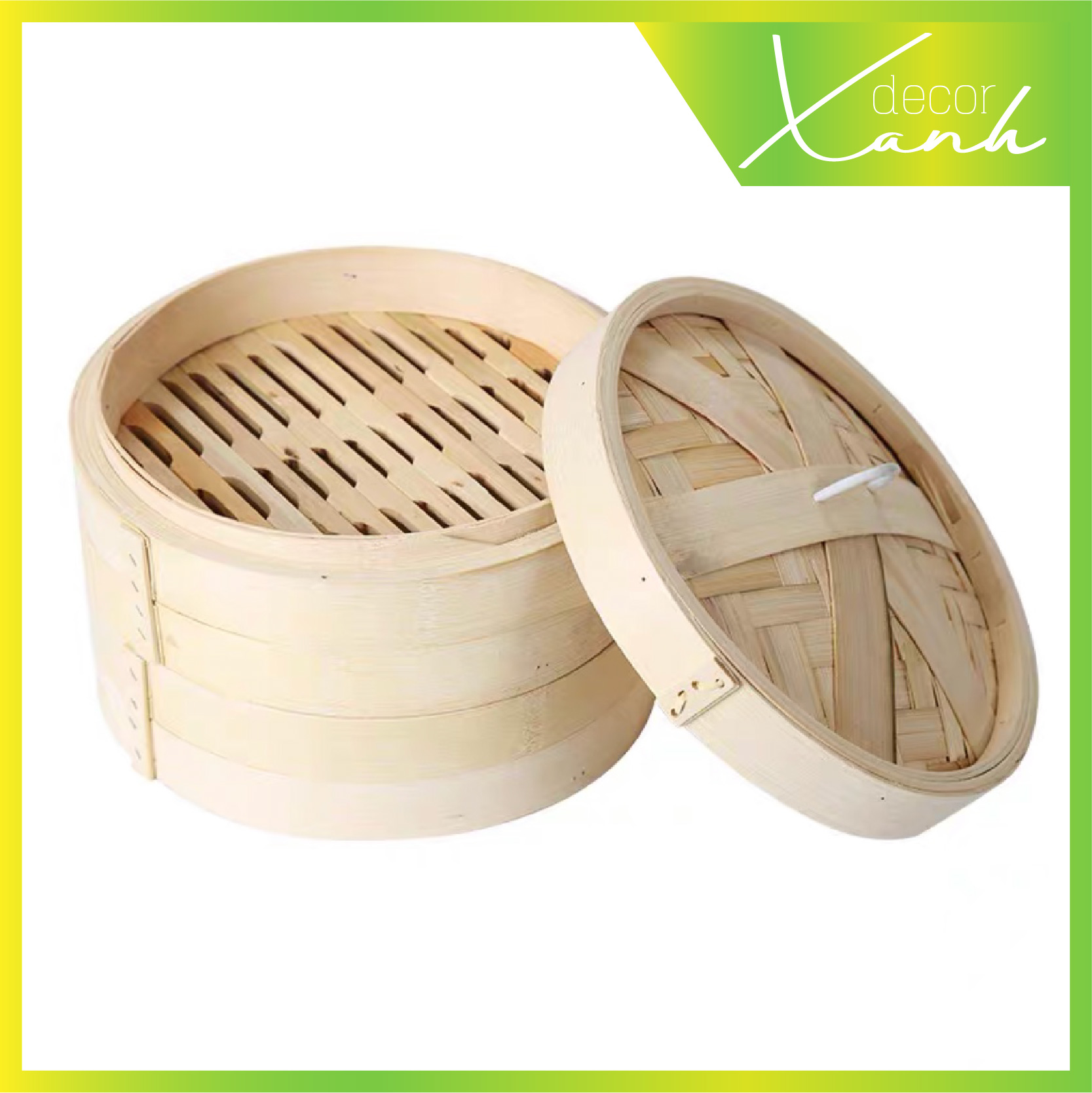 [An toàn thực phẩm] Xửng hấp tre, lồng hấp tre bánh bao, dimsum (có nắp)