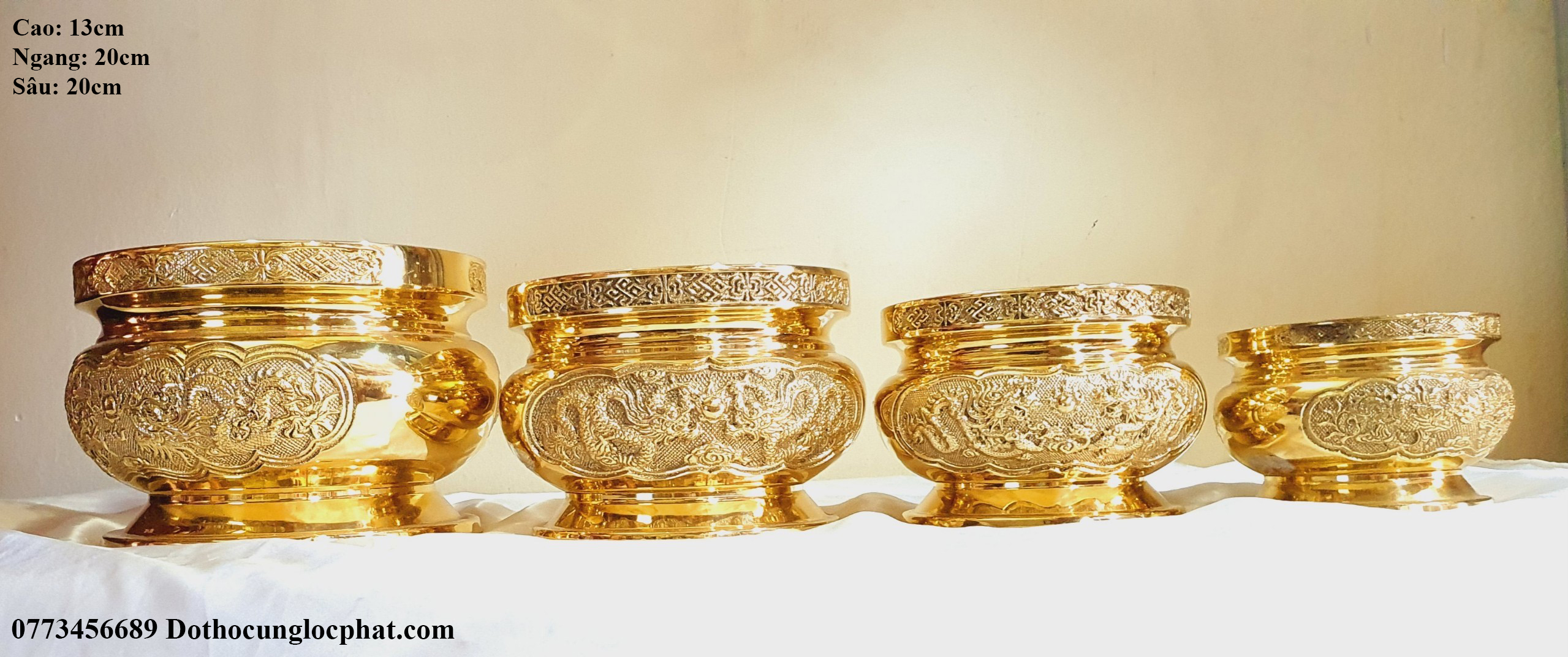 Bát Hương Bầu Bằng Đồng (4 cỡ)