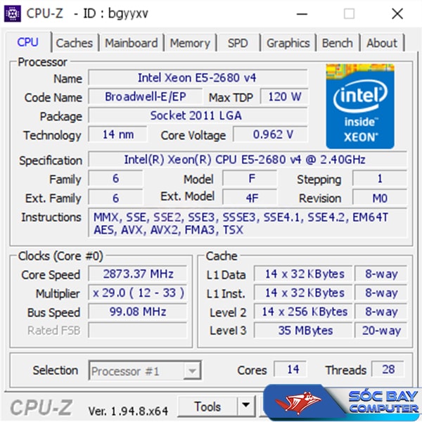 Intel Xeon E5 2680 v4