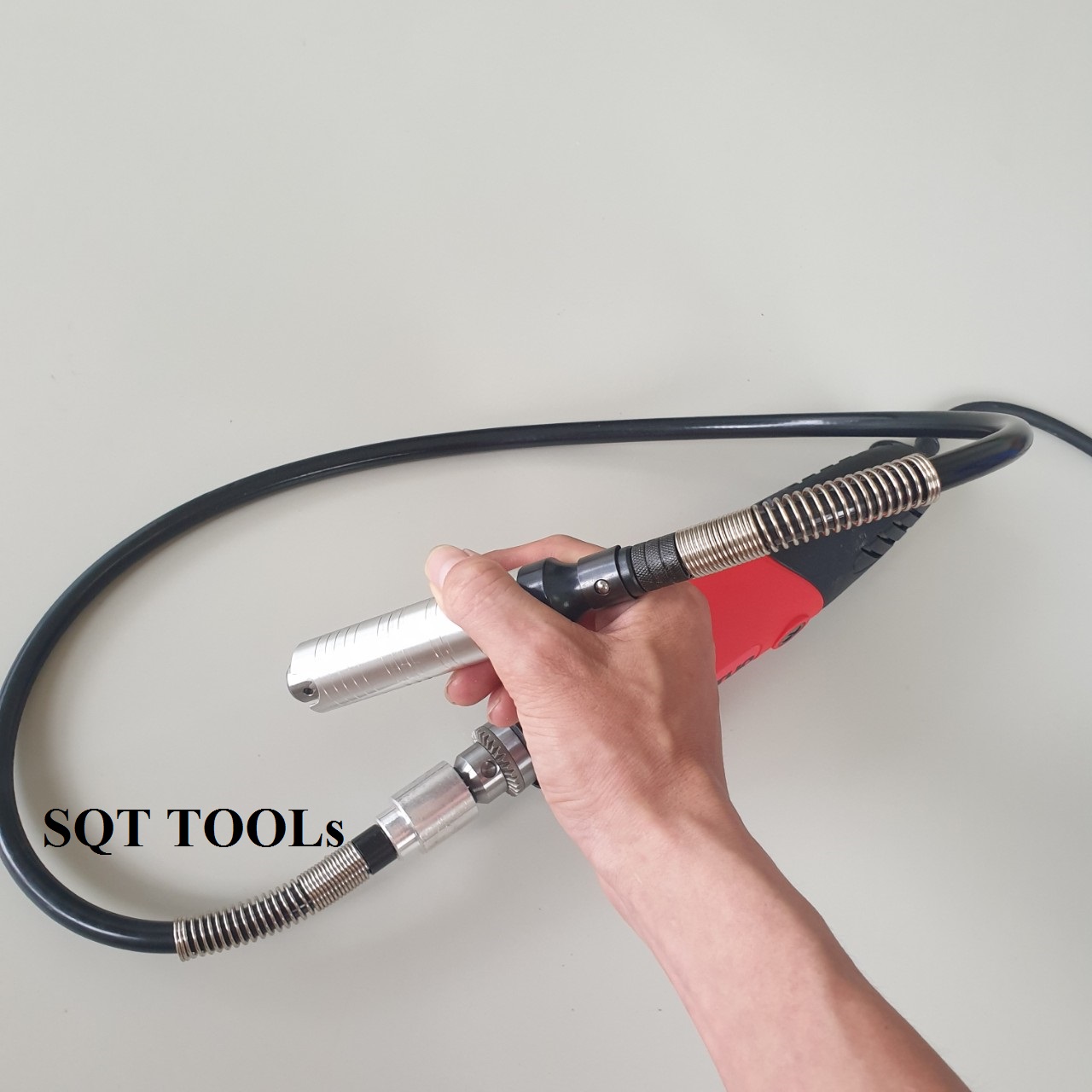 Dây truyền động nối dài máy khoan máy mài khuôn thành bút khắc mini kẹp 3 chấu có khóa đầu vào 6mm SQT TOOLs củ trắng