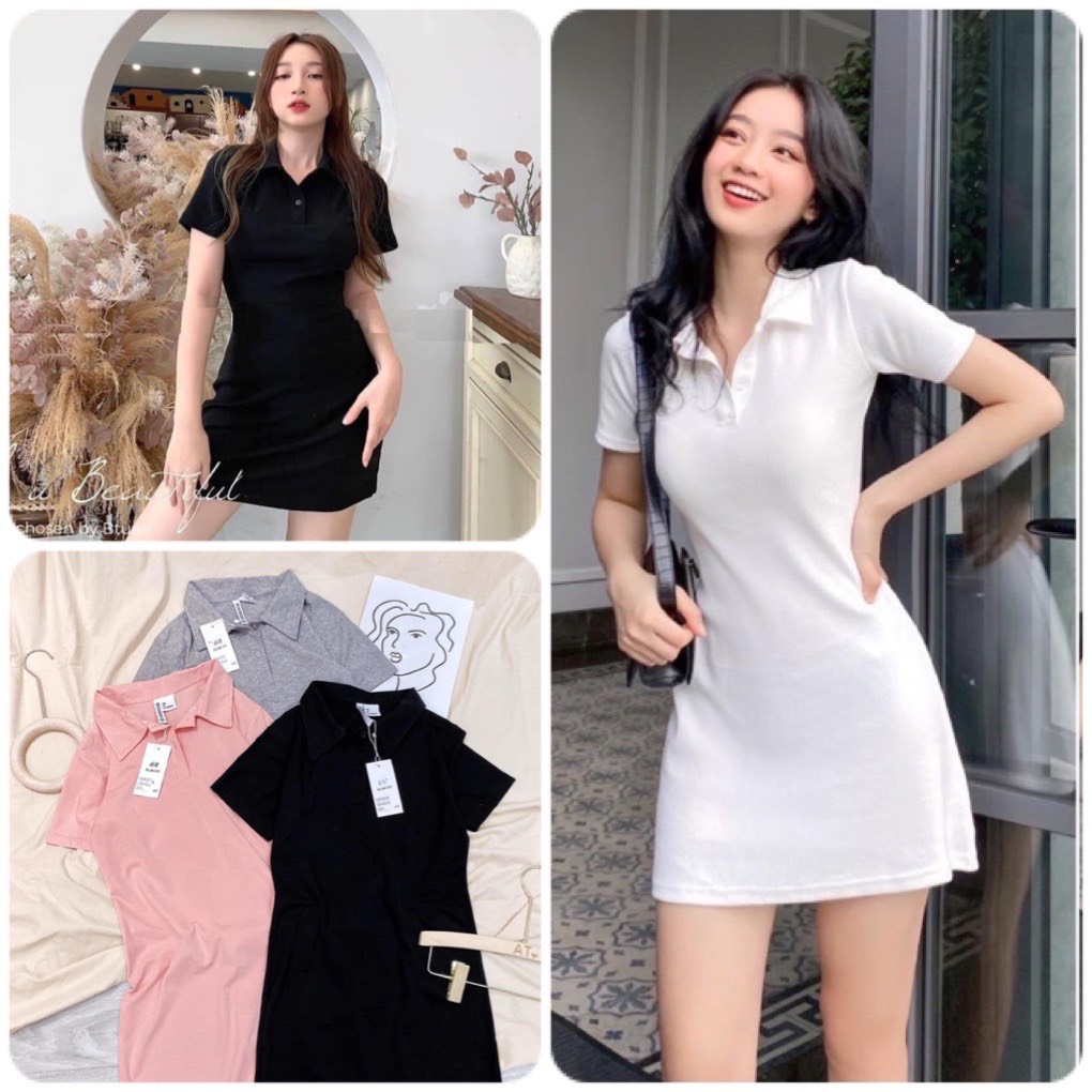 Đầm polo chữ A, váy polo chất thun mát mịn thời trang Hàn Quốc hot trend