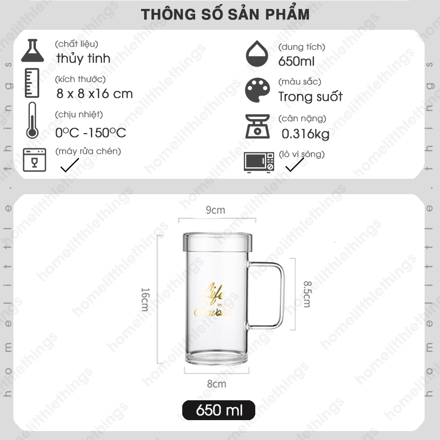 [HCM]Ly thủy tinh in chữ có nắp đậy