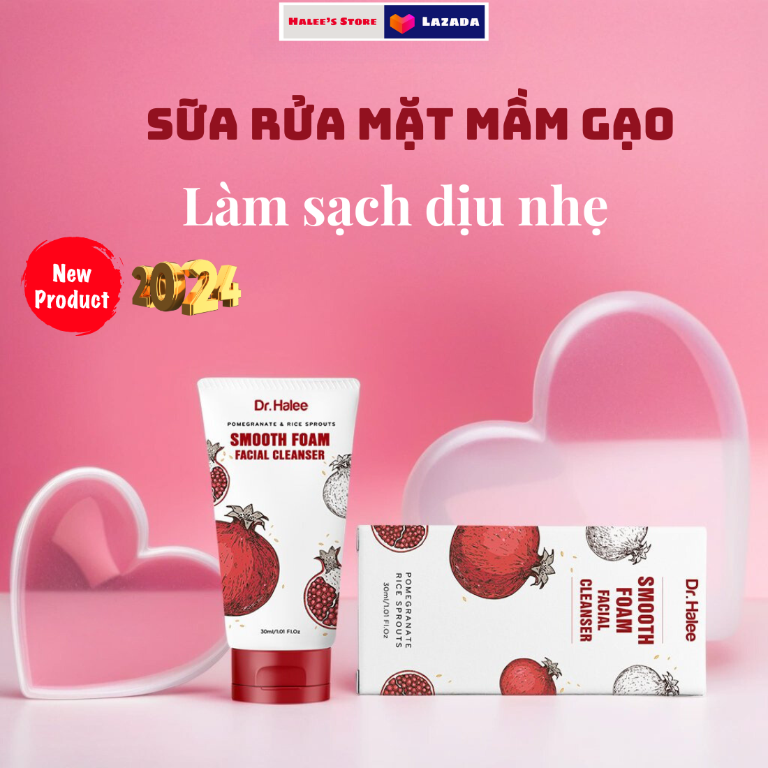 Sữa rửa mặt Lựu đỏ Mầm gạo Dr.Halee 30ml