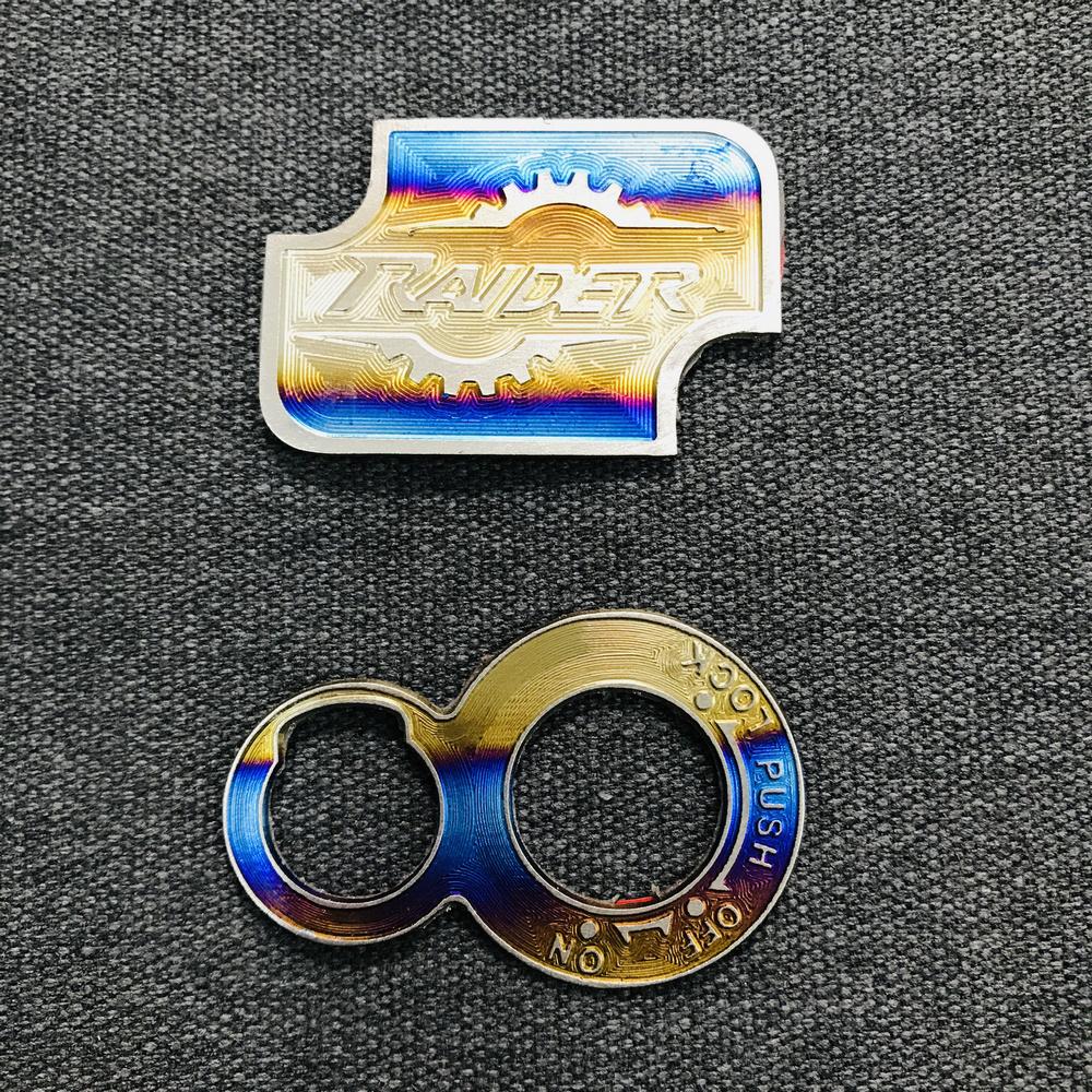 [COMBO TITAN] TEM TITAN DÁN Ổ KHÓA VÀ NẮP BÌNH DẦU TITAN  TRANG TRÍ XE DÀNH CHO RAIDER 150CC (100% TITAN)