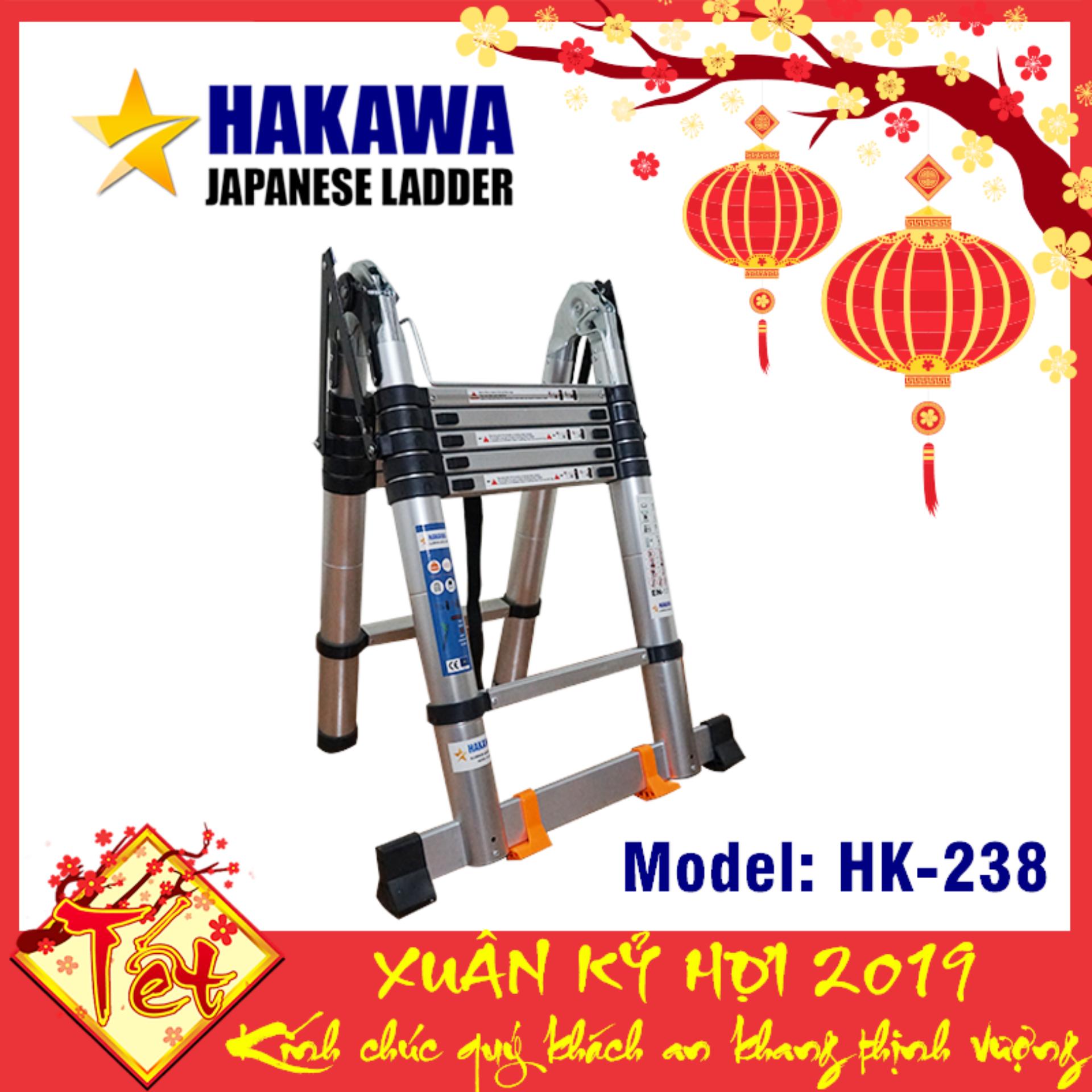 [HÀNG NHẬT CAO CẤP] Thang nhôm rút chữ a HAKAWA HK238 3m8 - Thang nhôm của Nhật Bản , tiện lợi , dễ di chuyển