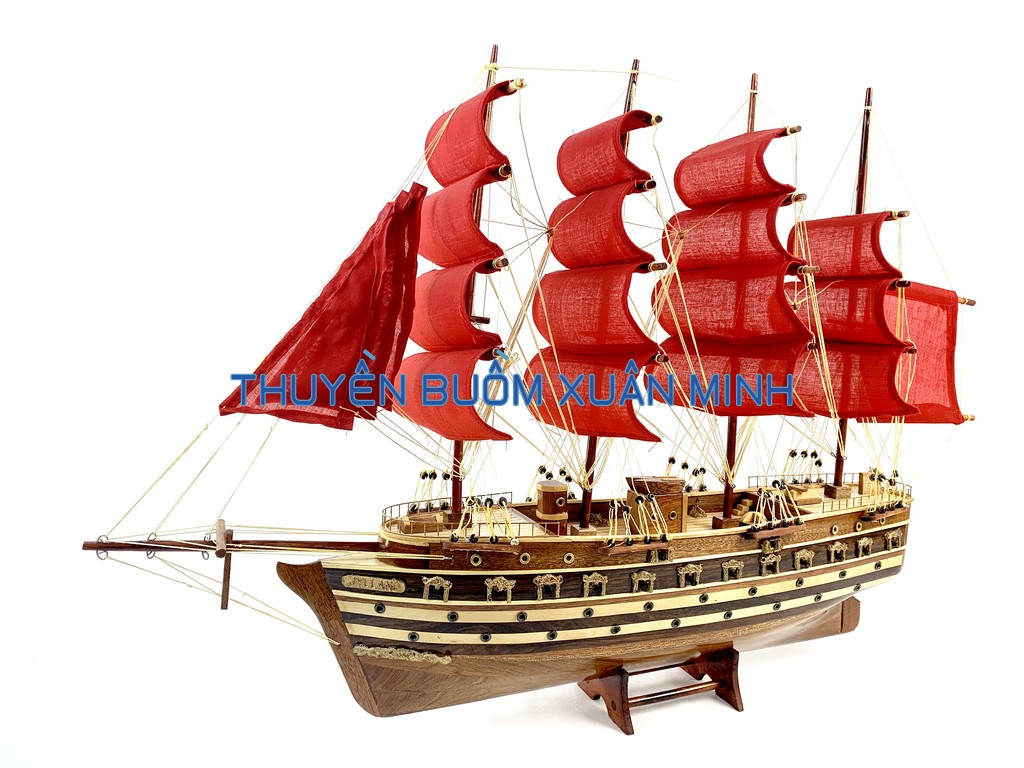 Mô hình tàu chiến cổ jylland gỗ xoan đào | loại tiêu chuẩn | thân 60cm