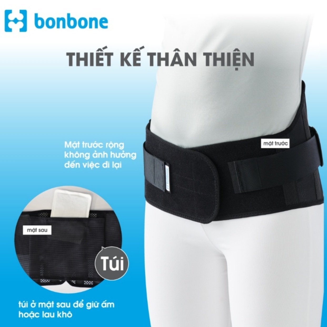 Đai hỗ trợ cột sống Pro Hard Slim BONBONE - (Đen) các size