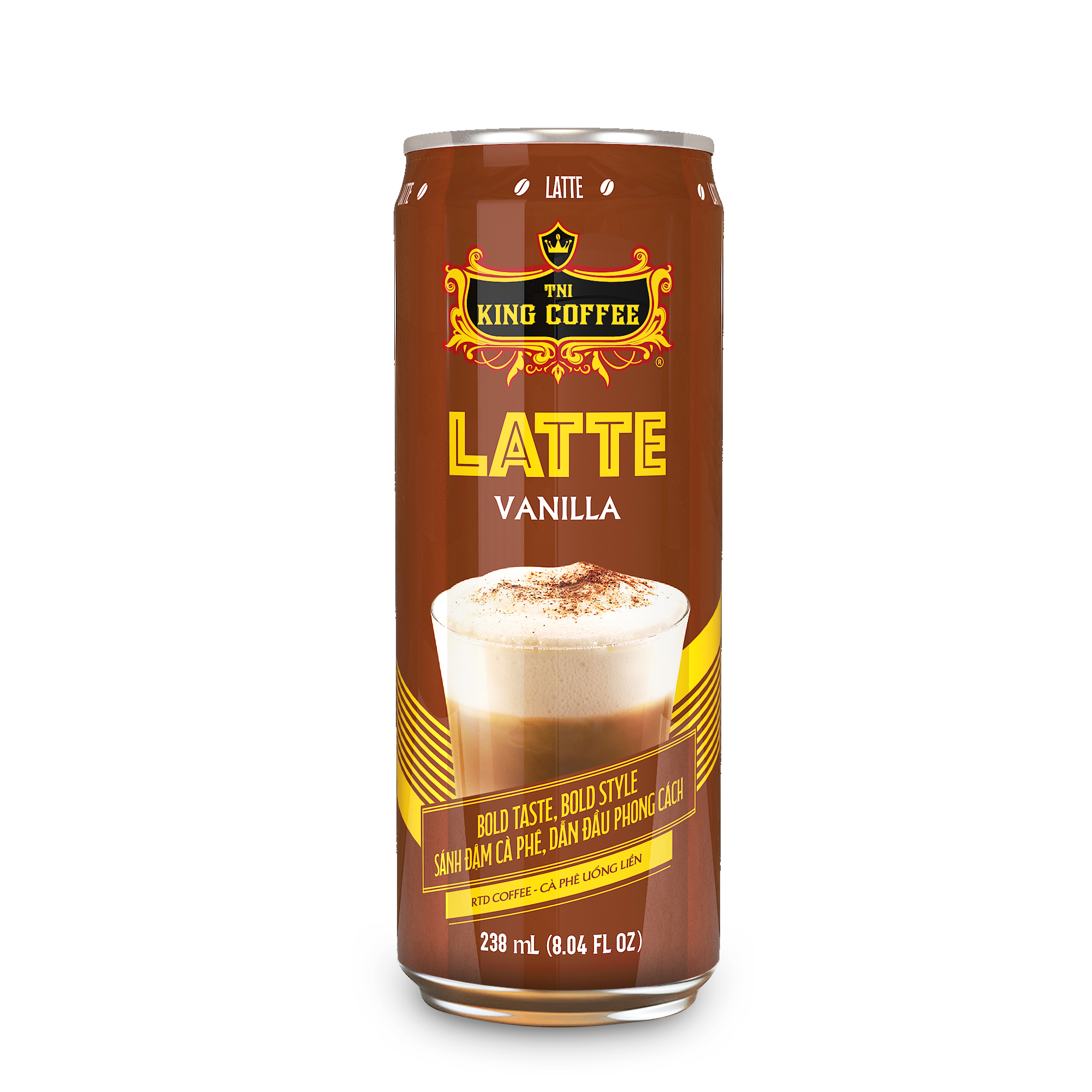 Combo 6 lon Cà Phê Latte Vanilla Uống Liền KING COFFEE - Lốc 6 lon