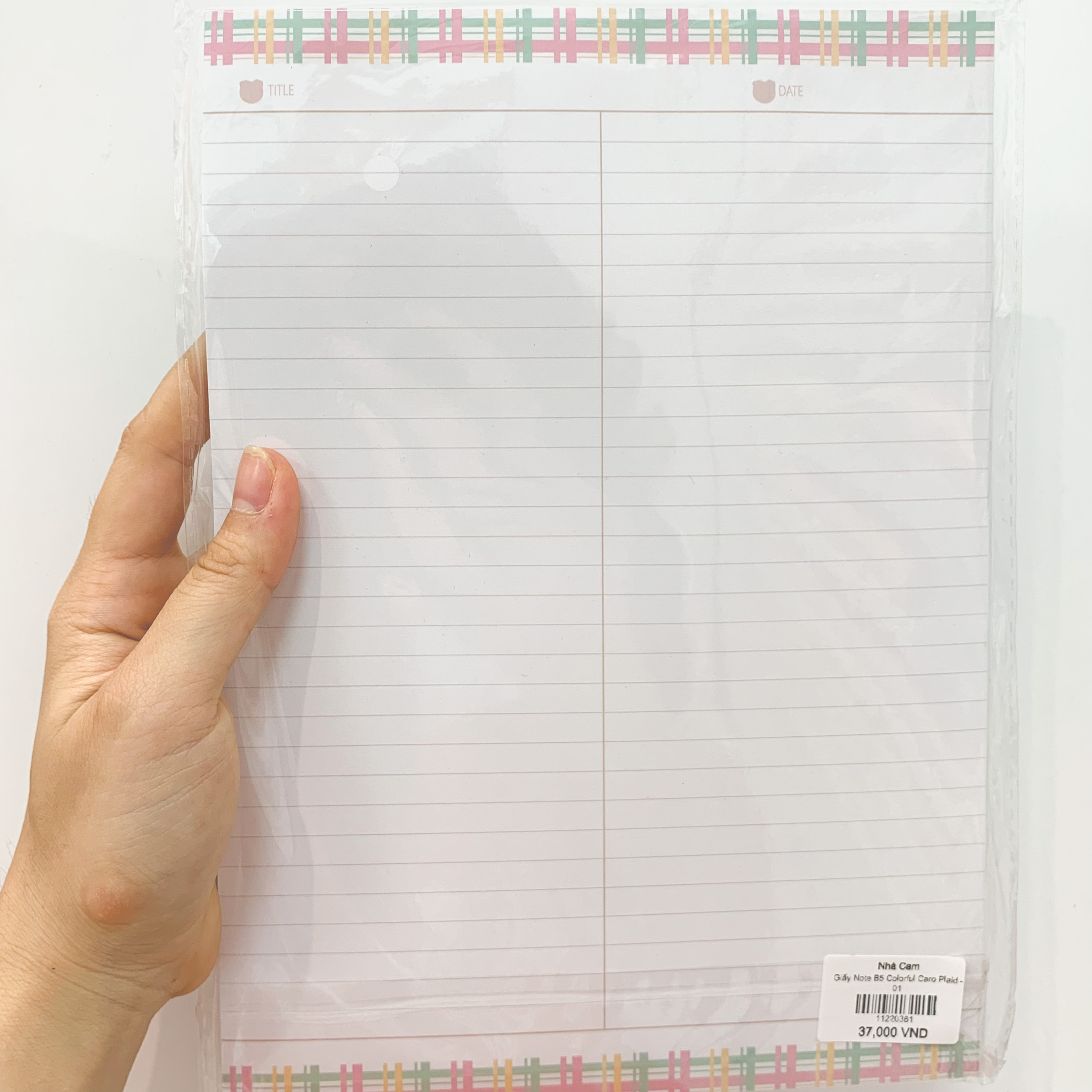 Giấy Note B5 Colorful Caro Plaid Nhà Cam