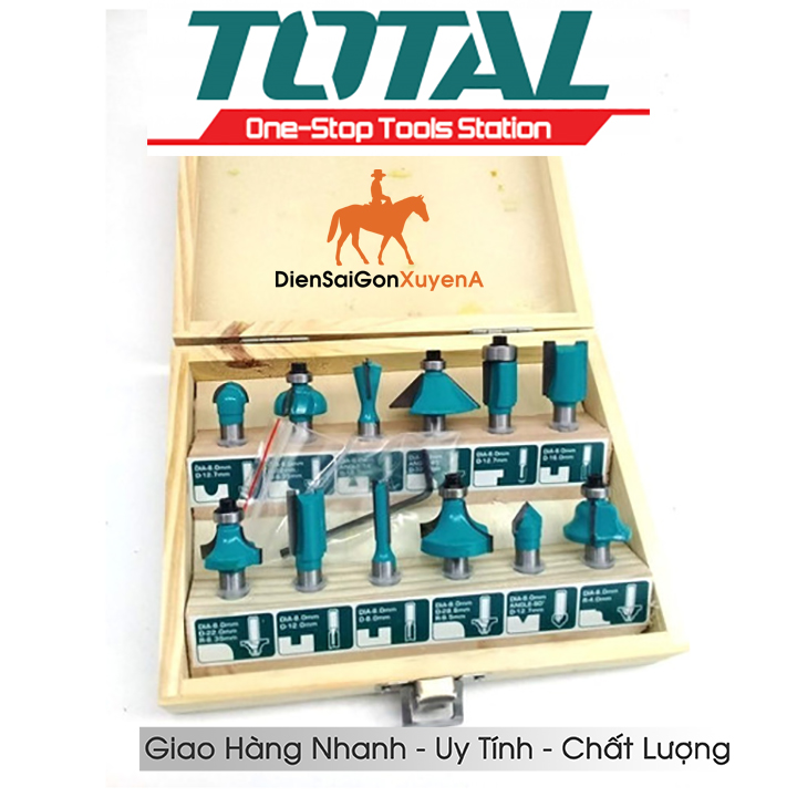 Bộ 12 mũi phay gỗ 6mm Total TACSR0121 - Điện Sài Gòn Xuyên Á