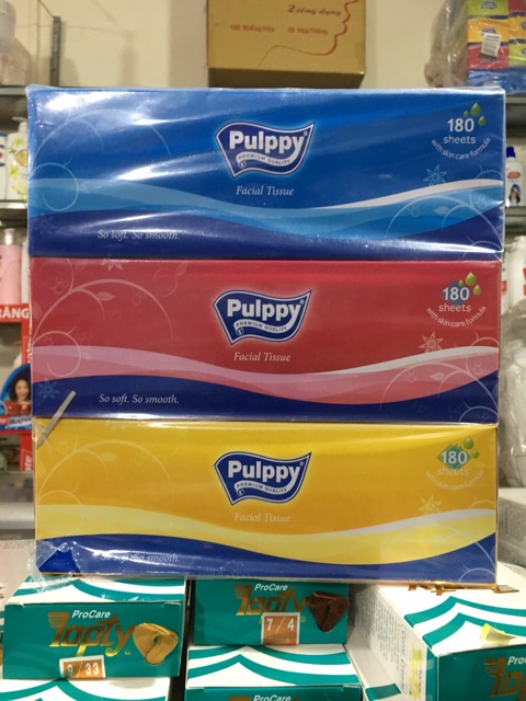 Khăn giấy lụa Pulppy hộp 180 tờ (màu ngẫu nhiên)