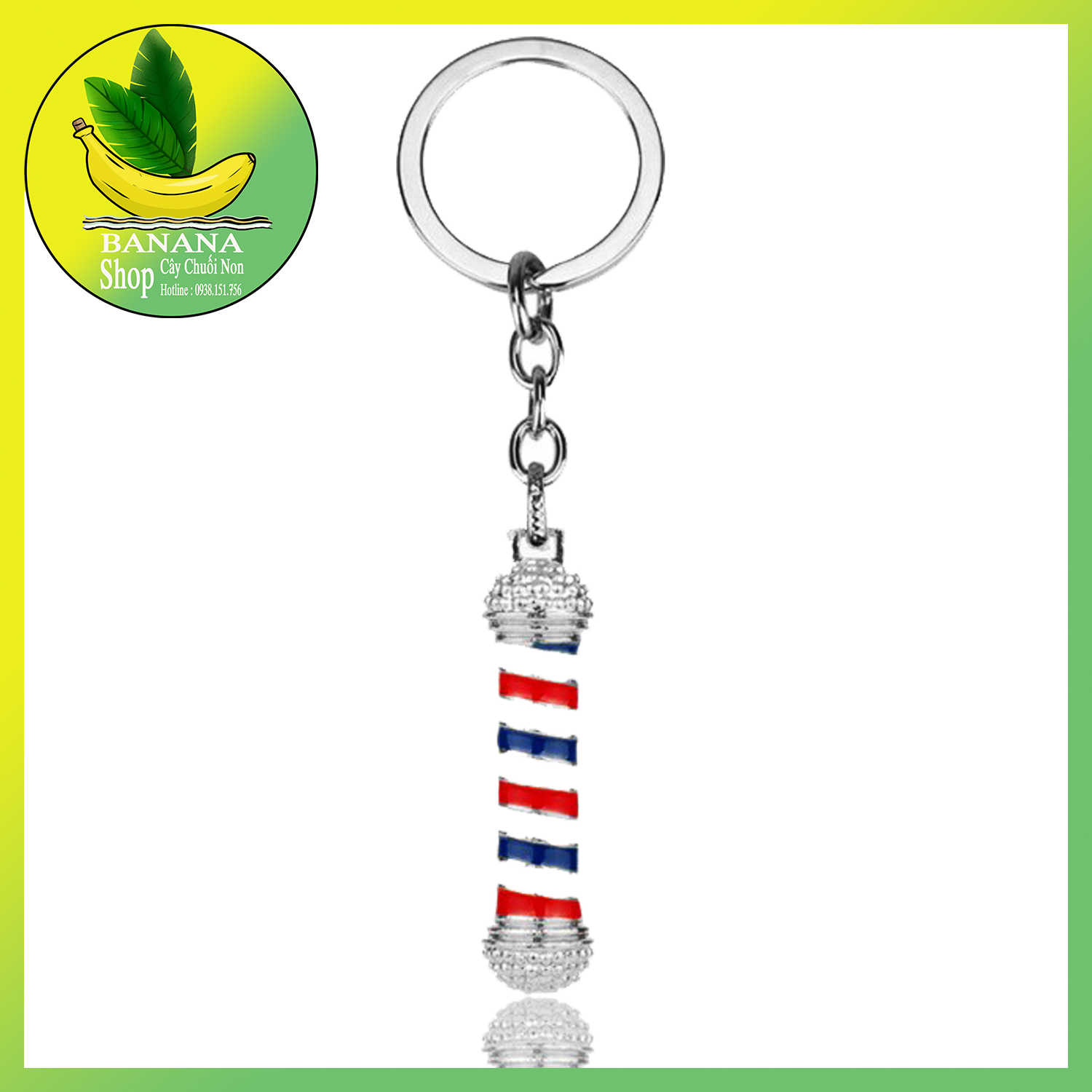 Móc Khóa Mô Hình Đèn Pole Barber Tóc ( vàng )