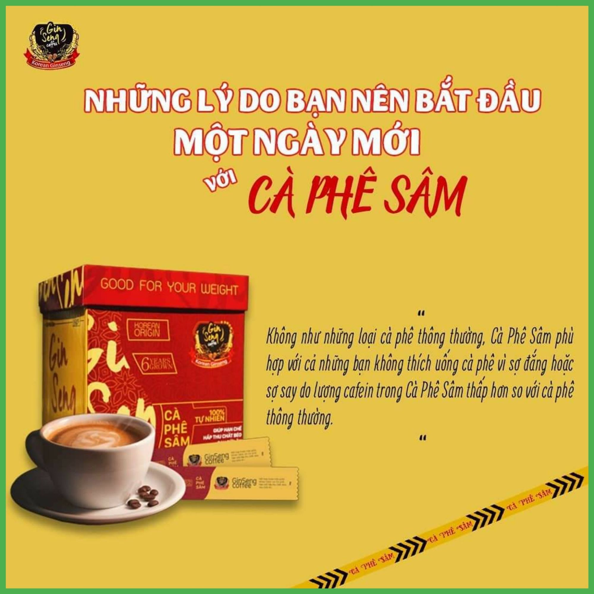 [HCM]Cà Phê Sâm Ginseng Coffee (Hộp 30gói) Tặng thước dây