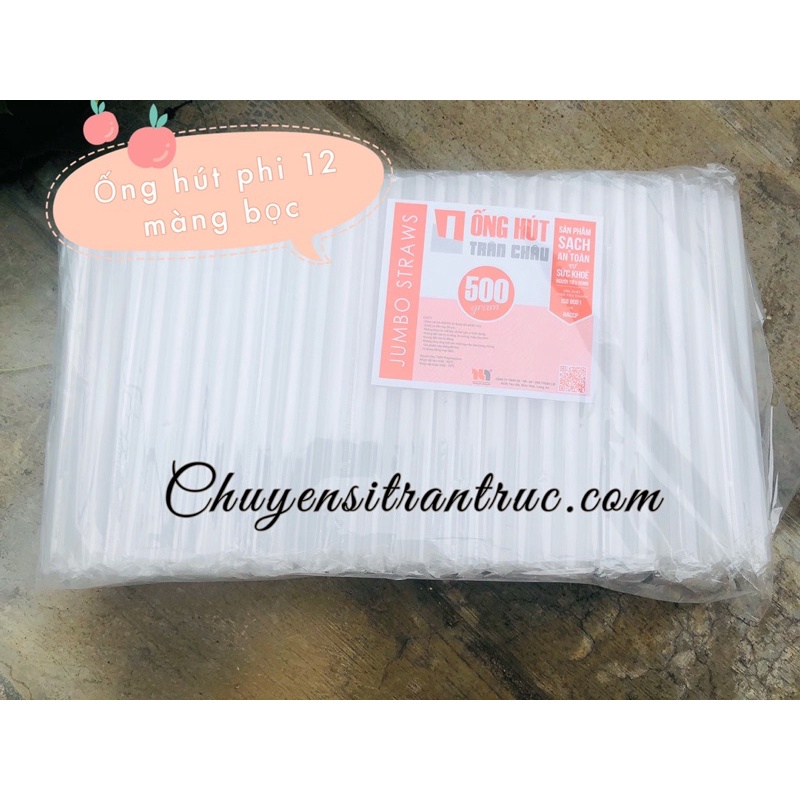 [5 MÀU - HÀNG SẴN] 500gram Ống Hút trân châu phi 12 có màng bọc (200 cái)