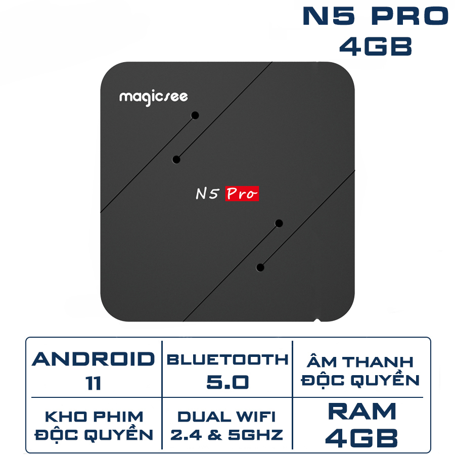 Android tivi box Magicsee N5 pro 2023 Android 11 - Ram 4GB - Rom 32GB - Chip S905W2