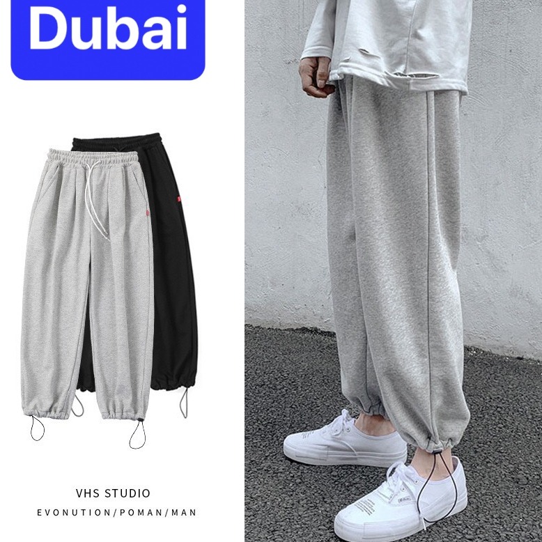 QUẦN JOGGER THỂ THAO NAM NỮ HIPHOP ỐNG SUÔNG CULOTTES VÀ BO GẤU LƯNG THUN CẠP CHUN TRƠN BASIC CHẤT NỈ DÀY DA CÁ TREND HOT NHẬT BẢN - DUBAI FASHION
