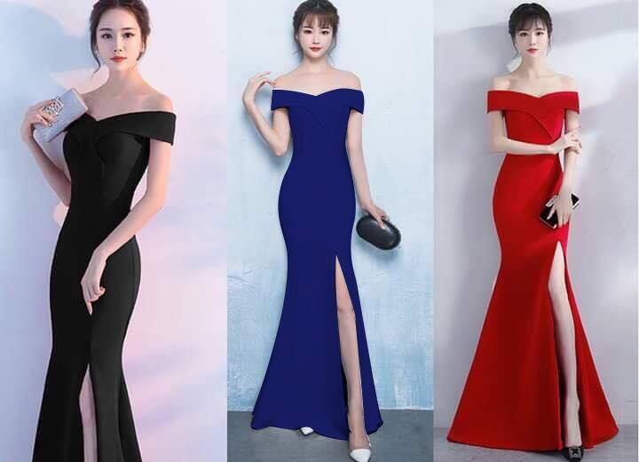 [HCM]Đầm dạ hội trễ vai cao cấp