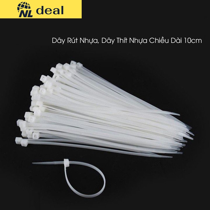 Combo 50 thread drawstring cord thít lat plastic white color length 10cm plastic material polymerized