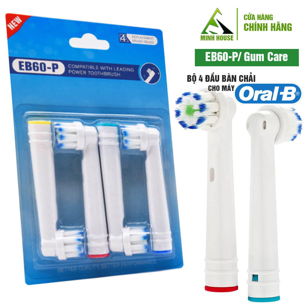 Cho máy Oral B Braun, EB60-P New Gum Care bộ 4 Đầu Bàn Chải đánh răng điện