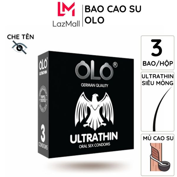 Bao cao su OLO ULTRATHIN ORAL 3 bao/hộp kéo dài thời gian tinh dầu bạc hà siêu mỏng chống tuột cao cấp