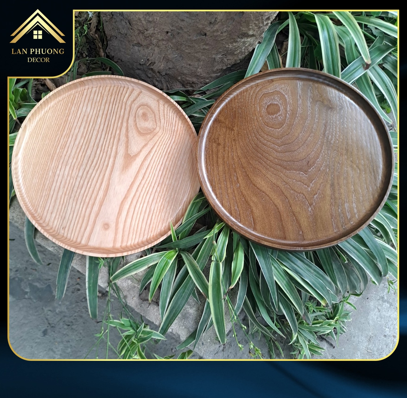 Khay gỗ tròn decor chất liệu gỗ tự nhiên