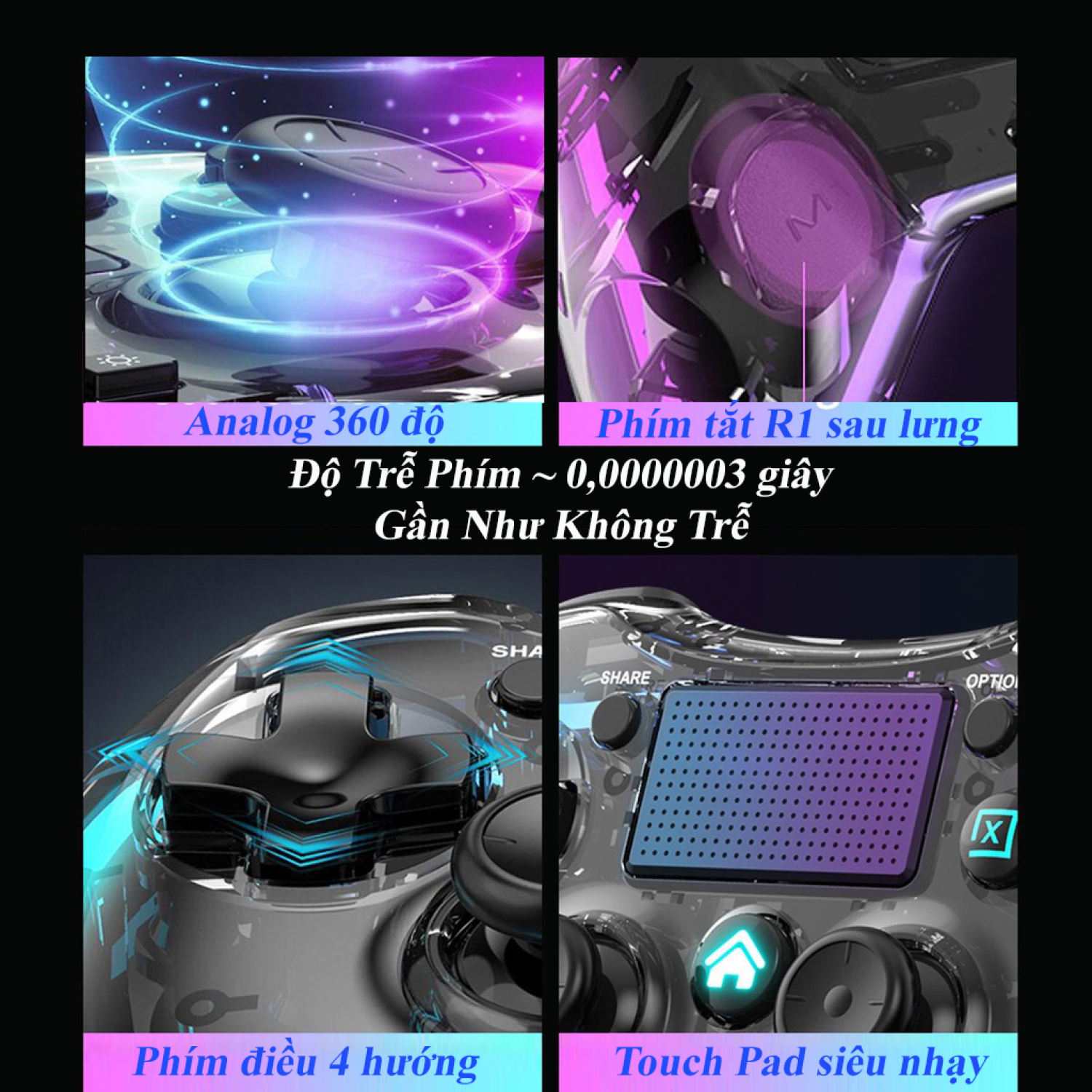 Tay cầm chơi game, máy chơi game P05 không dây kết nối bluetooth, có đèn led, hộ trợ Gyro xoay 360 độ, pin 1000 mAh, sơ đồ phím chuẩn