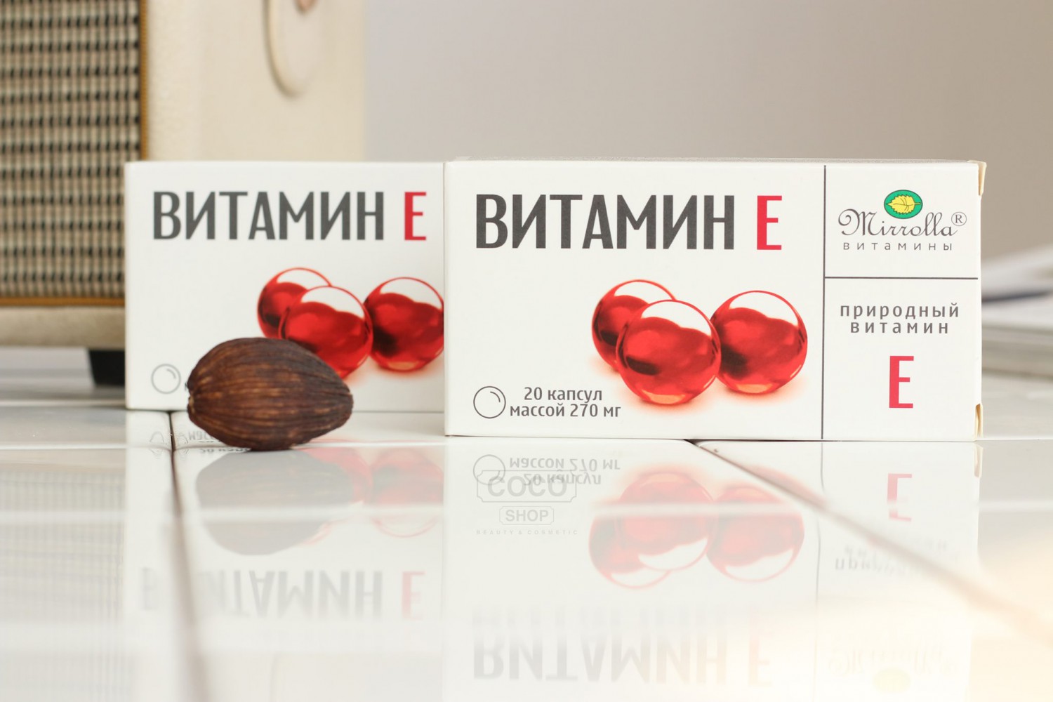 Vitamin E Mirrolla Nga vỉ 20 viên giúp đẹp da, móng tóc
